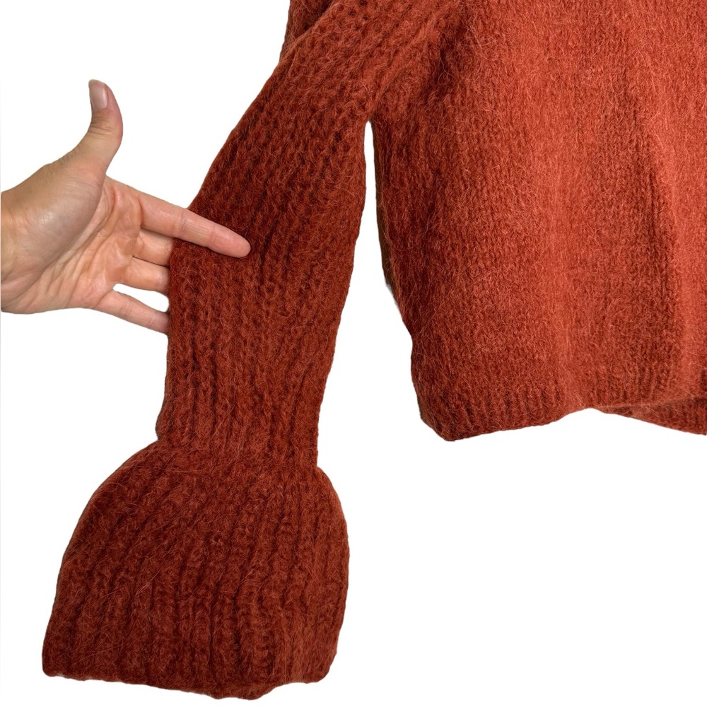 EXCESS ONLY | Sustainable Handmade Mohair Angora Bell Sleeve Cropped Cardigan - Picture 5 of 9